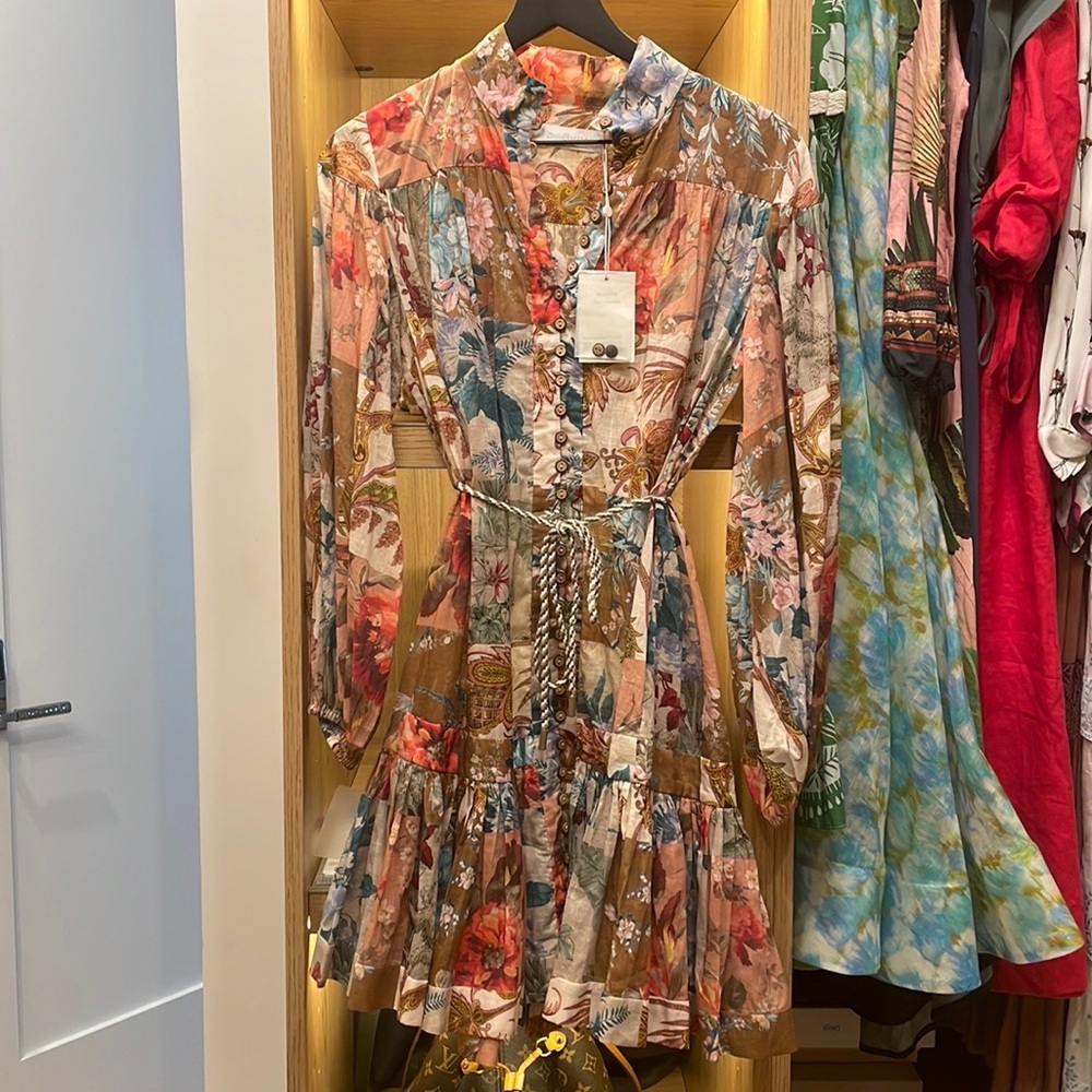 Zimmermann Cassia Drop Waist Mini Dress Sz 1 (4-6)